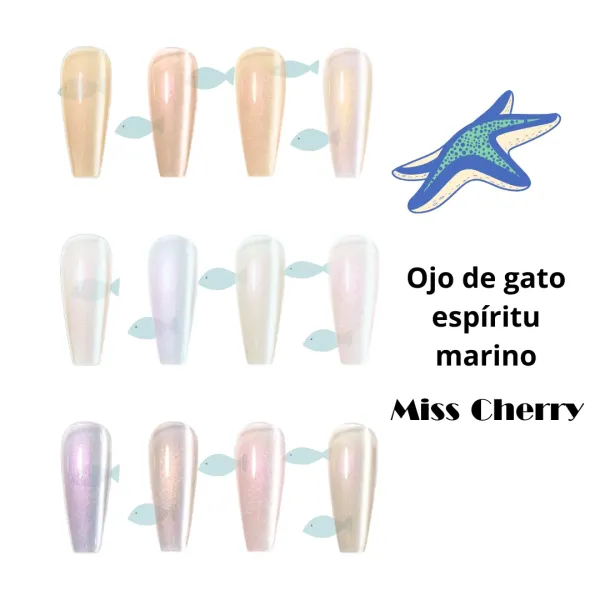 Esmalte en Gel "Ojo de Gato Espíritu Marino" Miss Cherry – Colección de 12 Tonos Marinos (10 ml)