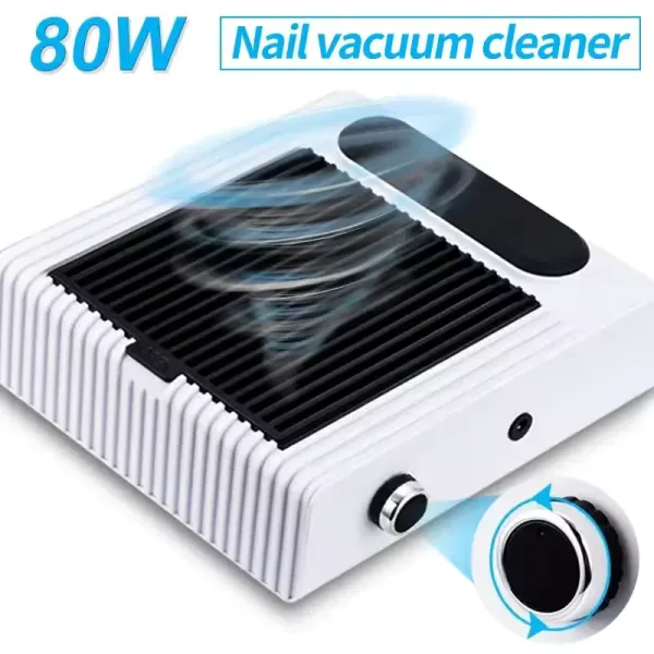 Extractor de Polvo para Uñas de 80W con Rejilla – Potente Aspirador de Manicura con Control de Succión